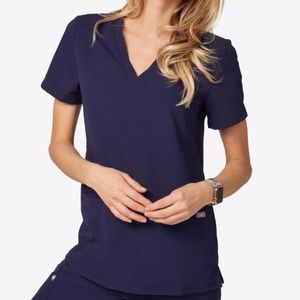 Women's Three-Pocket Scrub Top FIGS Navy Blue